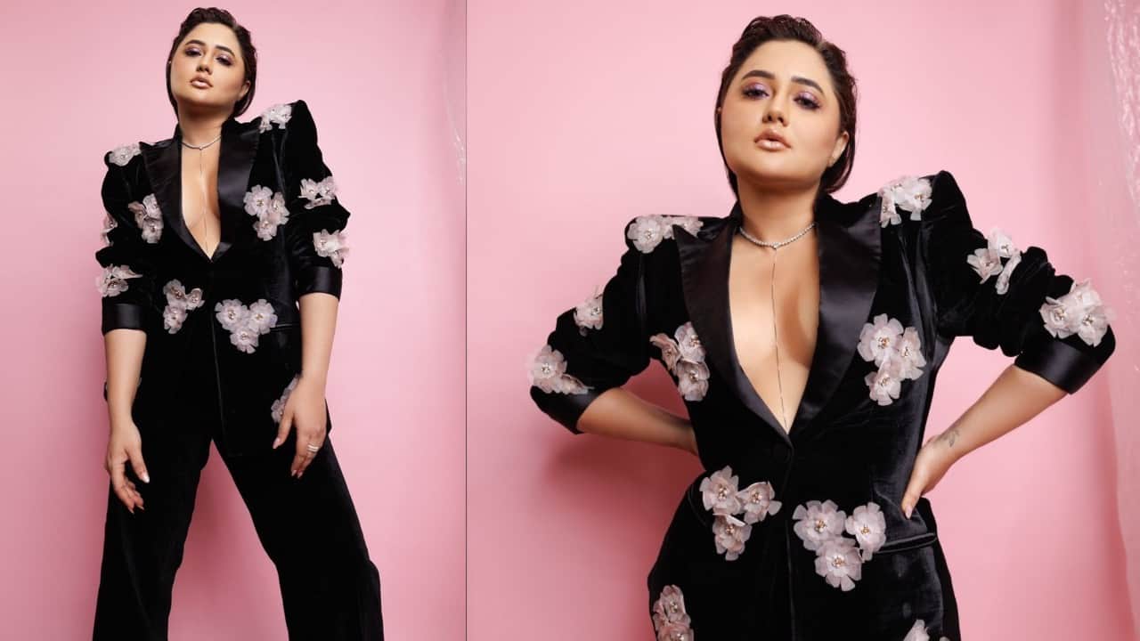 Rashami Desai dazzles in a velvet blazer with 3D floral outfit, see pics