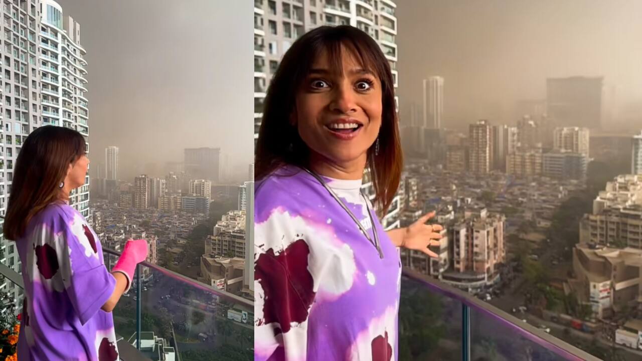 Ankita Lokhande is shocked to witness Mumbai's thunderstorm from her 19th floor apartment's balcony, see pics