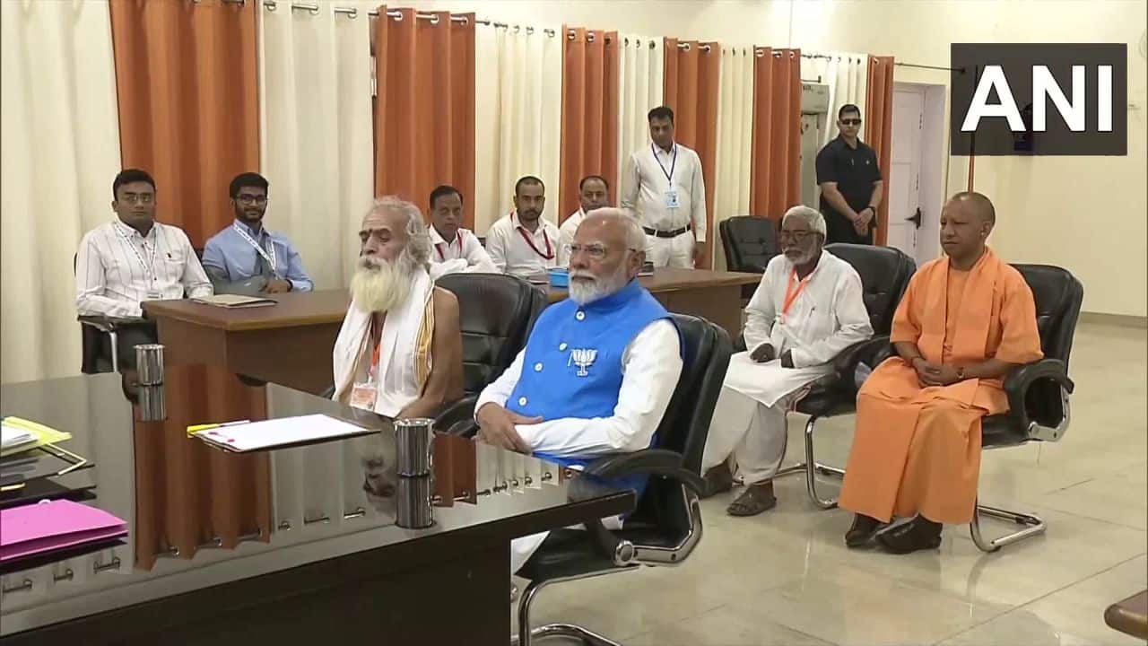 Uttar Pradesh Chief Minister Yogi Adityanath was among those present at the collectorate when Modi filed his papers.