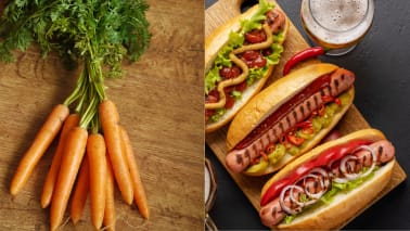 Carrots (and Hot Dogs): Surprisingly, carrots can spark inside the microwave due to mineral content from the soil. Similarly, hot dogs can cause arcing due to an uneven mix of salts and additives. If sparking occurs, it's vital to turn off the microwave immediately to prevent further damage and explore alternative cooking techniques. (Image: Canva)