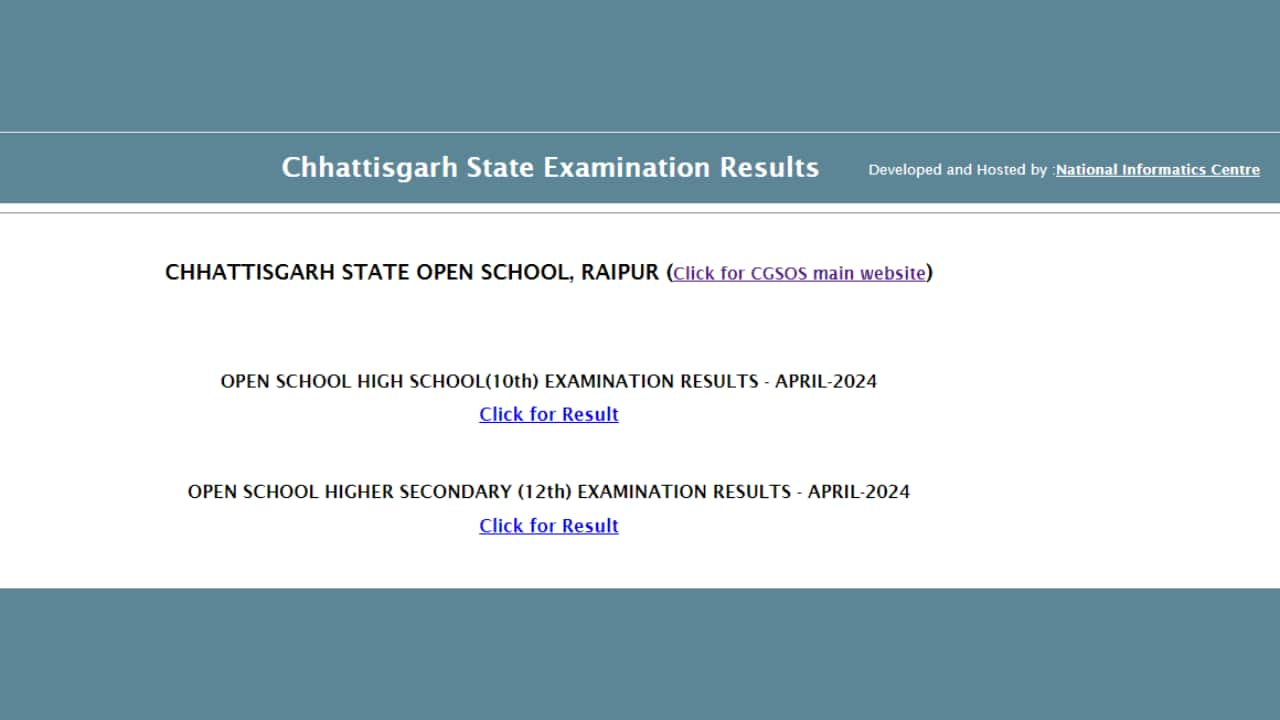 CGSOS Result 2024 CG Open School 10th, 12th results declared at