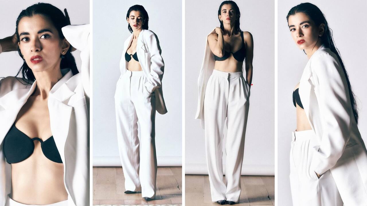 Saba Azad channels her inner boss lady in bralet and pant suit, Hrithik Roshan comments “graceful stoic”
