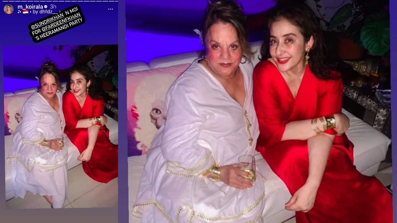 'Heeramandi' actress Manisha Koirala poses with Fardeen Khan's mom and Firoz Khan's ex-wife Sundri Khan at success party