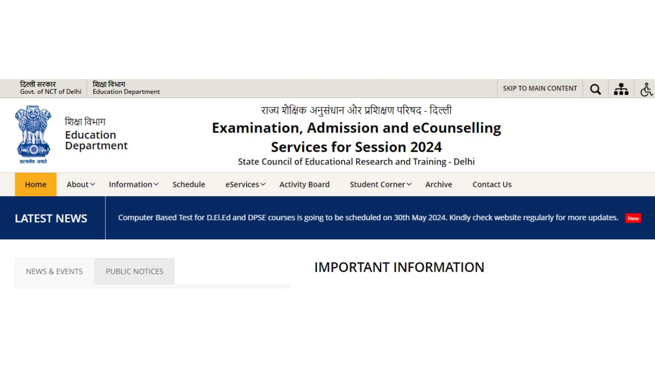 Delhi D.EL.ED 2024 CBT exam date announced at scertdelhi.admissions.nic.in, check date here - Vimarsana News