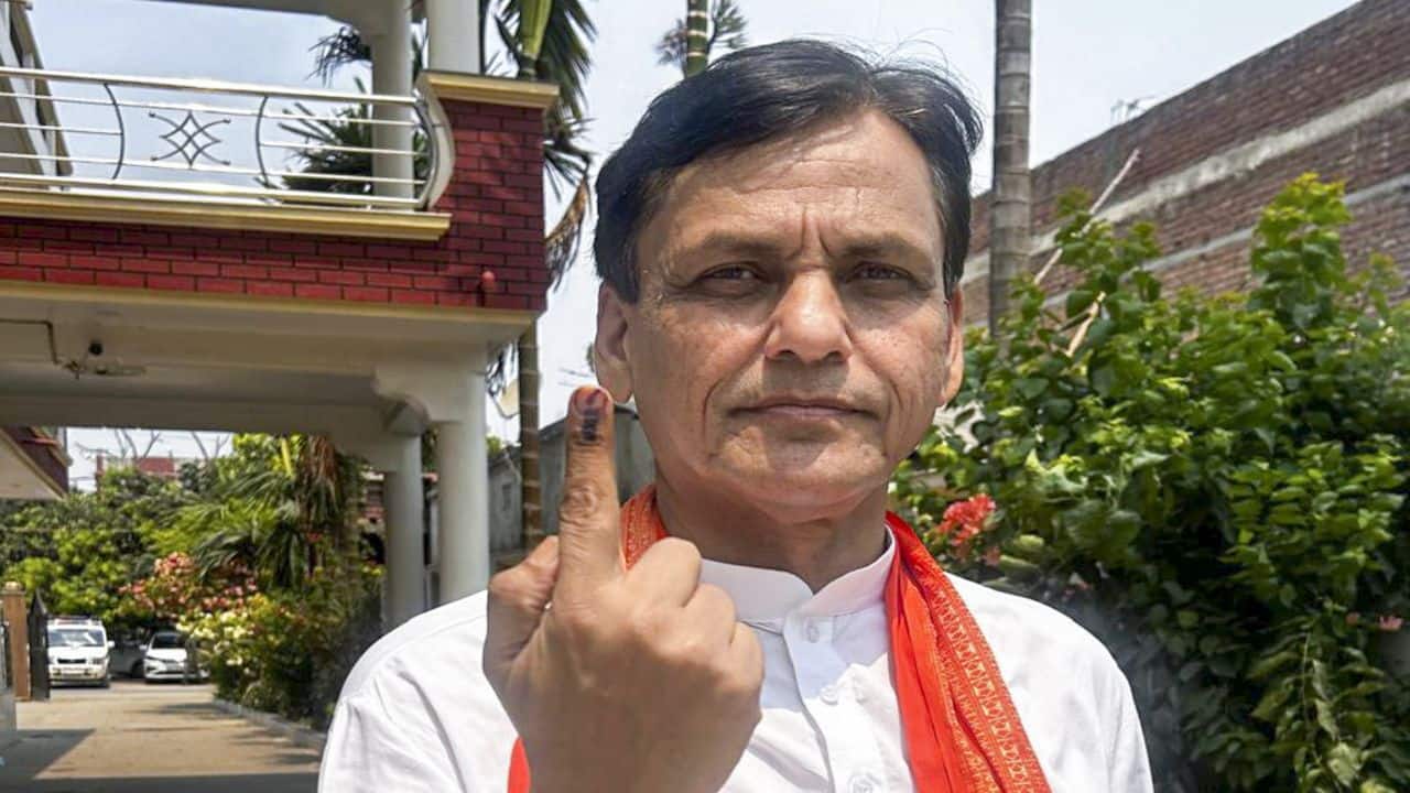 Hajipur: Union Cabinet Minister Nityanand Rai after casting his vote during the fifth phase of Lok Sabha elections, in Hajipur, Monday, May 20, 2024. (PTI Photo)