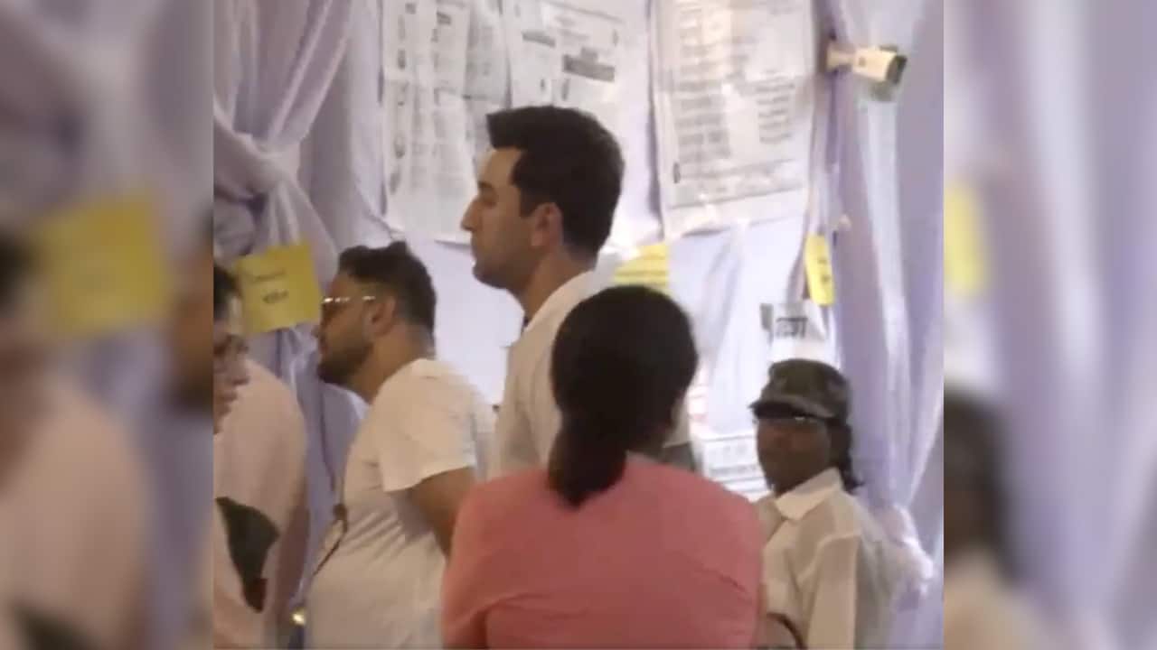 Ranbir Kapoor arrives to cast his vote, touches veteran actor Prem Chopra’s feet as he meets him at the polling booth