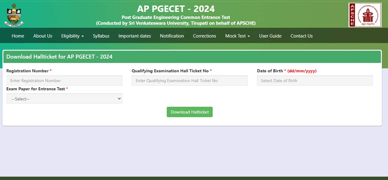 AP PGECET Hall Ticket 2024 released at cets.apsche.ap.gov.in, download