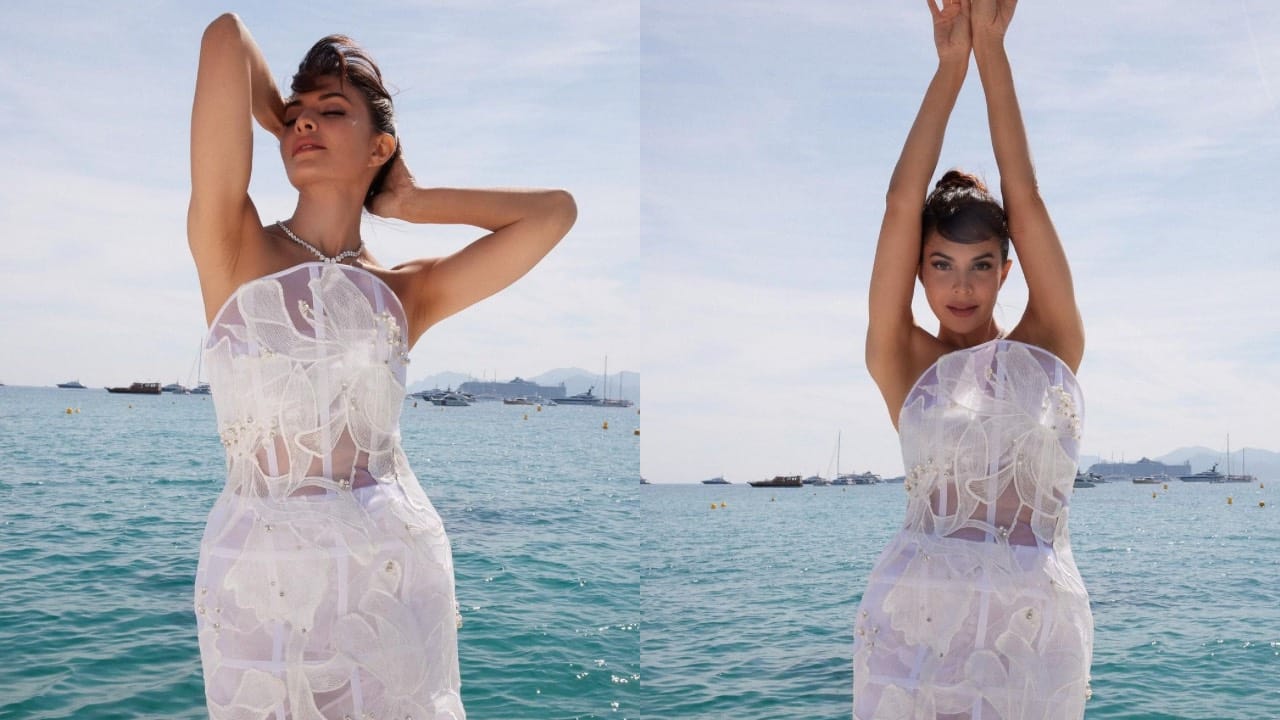 Jacqueline Fernandez drops new pics from Cannes 2024, stuns in Avaro Figlio's white outfit, see pics