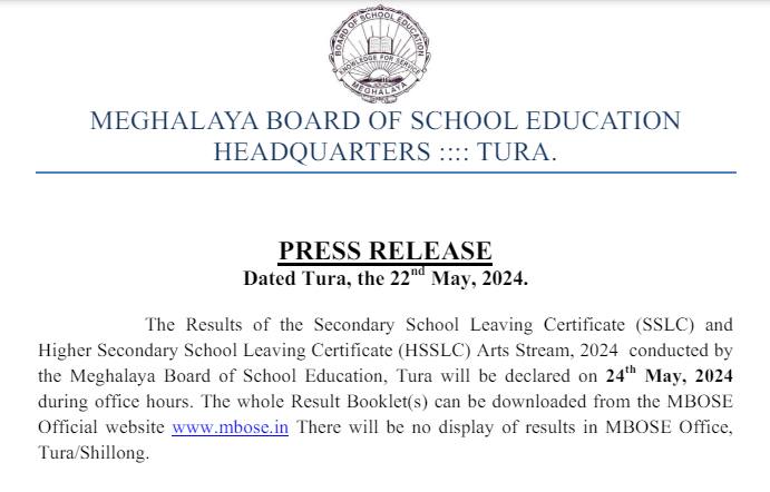 MBOSE 10th, 12th Arts Result 2024 to be out on May 24, check official notice here - Vimarsana News