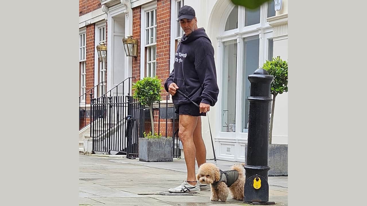 Akshay Kumar drops an adorable pic with his furry friend from London vacation