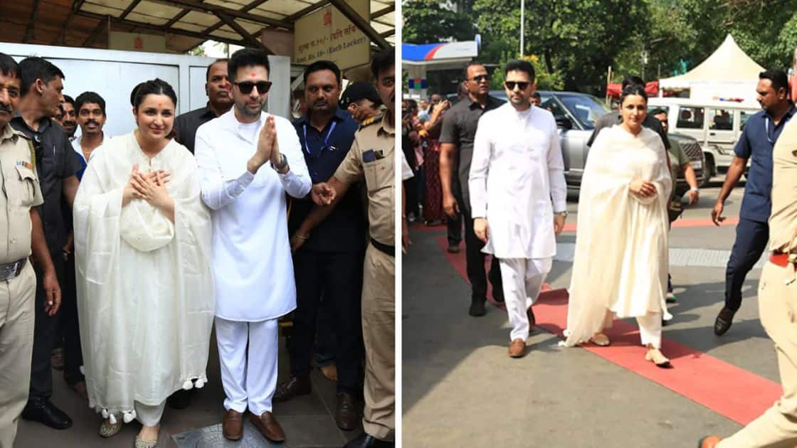 Parineeti Chopra and husband Raghav Chadha offer prayers at Siddhivinayak temple in Mumbai, days after the politician's eye operation