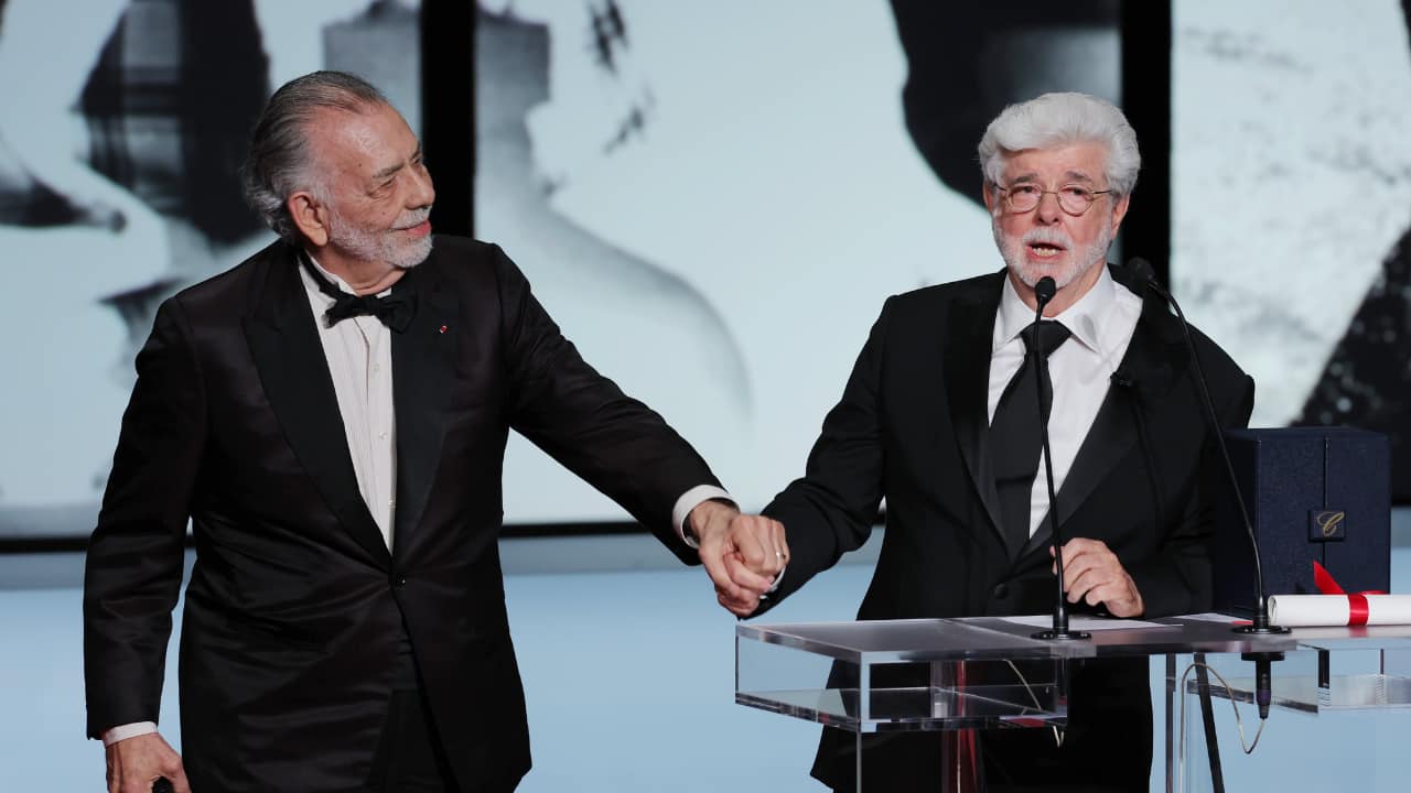 George Lucas receives Honorary Palme d’Or from Francis Ford Coppola at Cannes; ‘The world is here, proud to honor you’