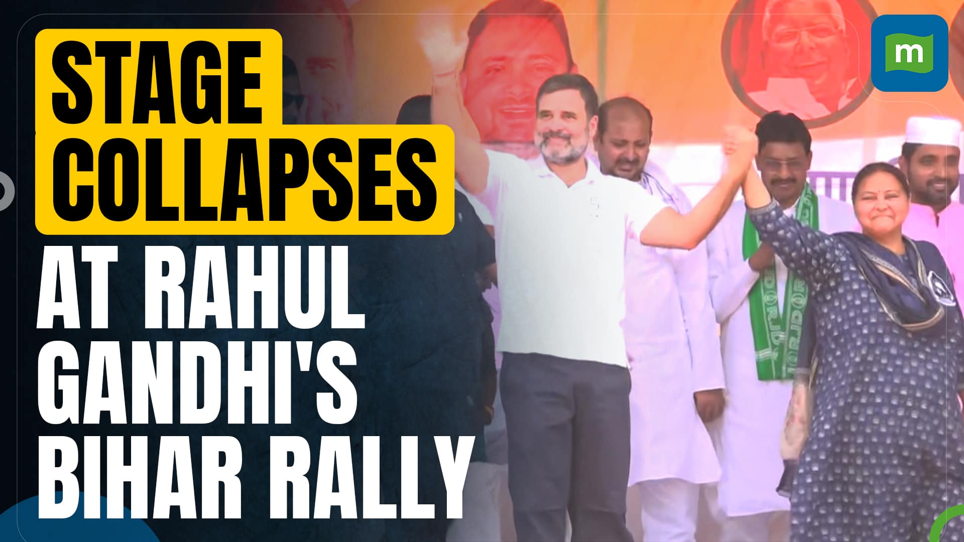 Congress leader Rahul Gandhi's stage partially collapses at Bihar rally ...