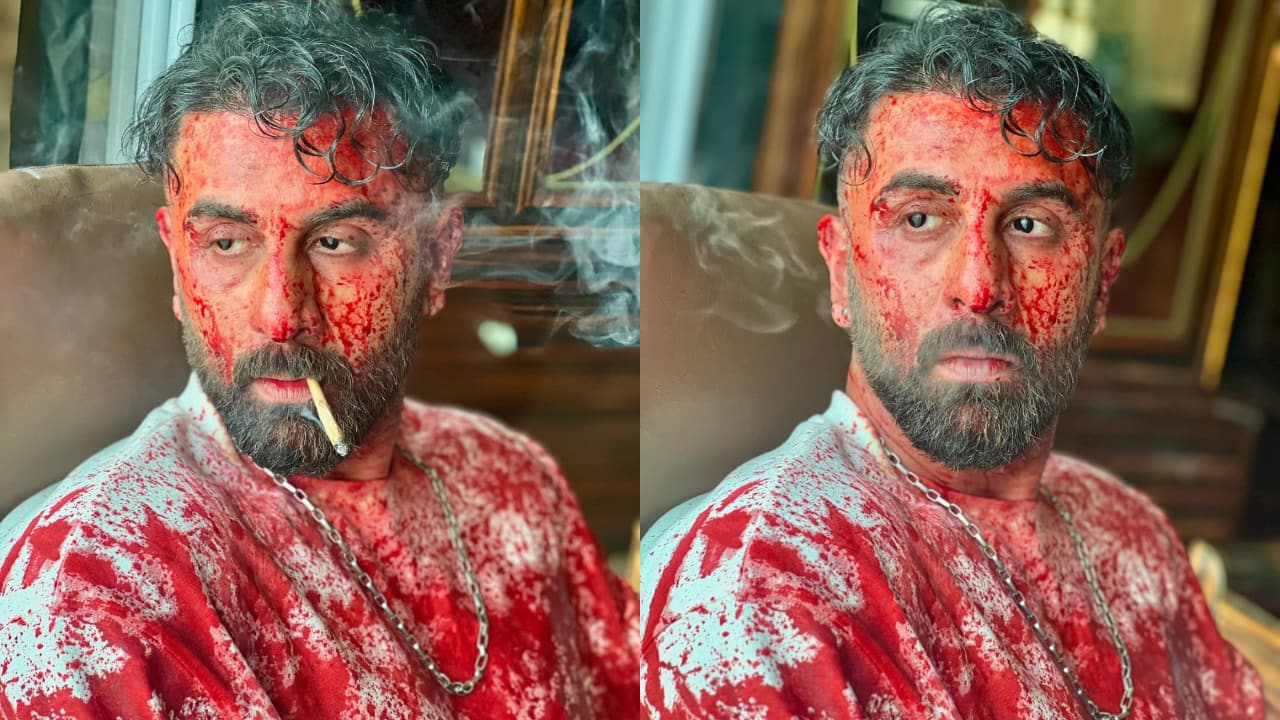 Ranbir Kapoor smoking a cigarette with blood splash on face, hairstylist Aalim Hakim shares his unseen pics from 'Animal' set