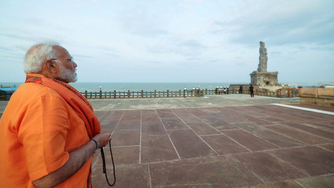 Ahead of his departure on June 1, Modi is likely to visit the Thiruvalluvar statue, next to the memorial. Both the memorial and 133-ft statue were built on tiny islets, that are separate and mound-like rocky formations in the sea.(ANI)