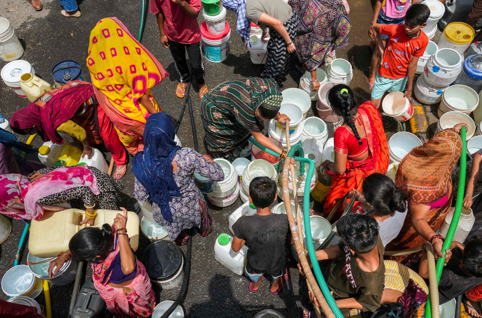 The AAP government in Delhi has told the top court that the water demand in the city has risen significantly due to heatwave conditions, and neighbouring Haryana be directed to release extra water for a month, they said. (PTI Photo/Atul Yadav) 