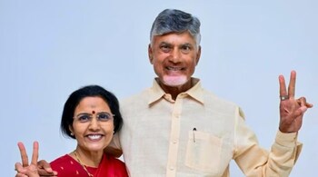 Andhra Pradesh Assembly Election 2024-TDP Chief Chandrababu Naidu with wife Nara Bhuvaneshwari (Photo - PTI )