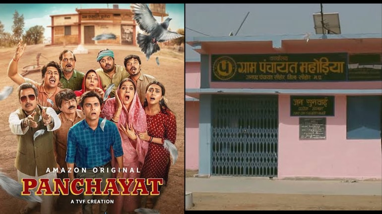 Panchayat series ka cast Phulera gaon ke samne khada hai
