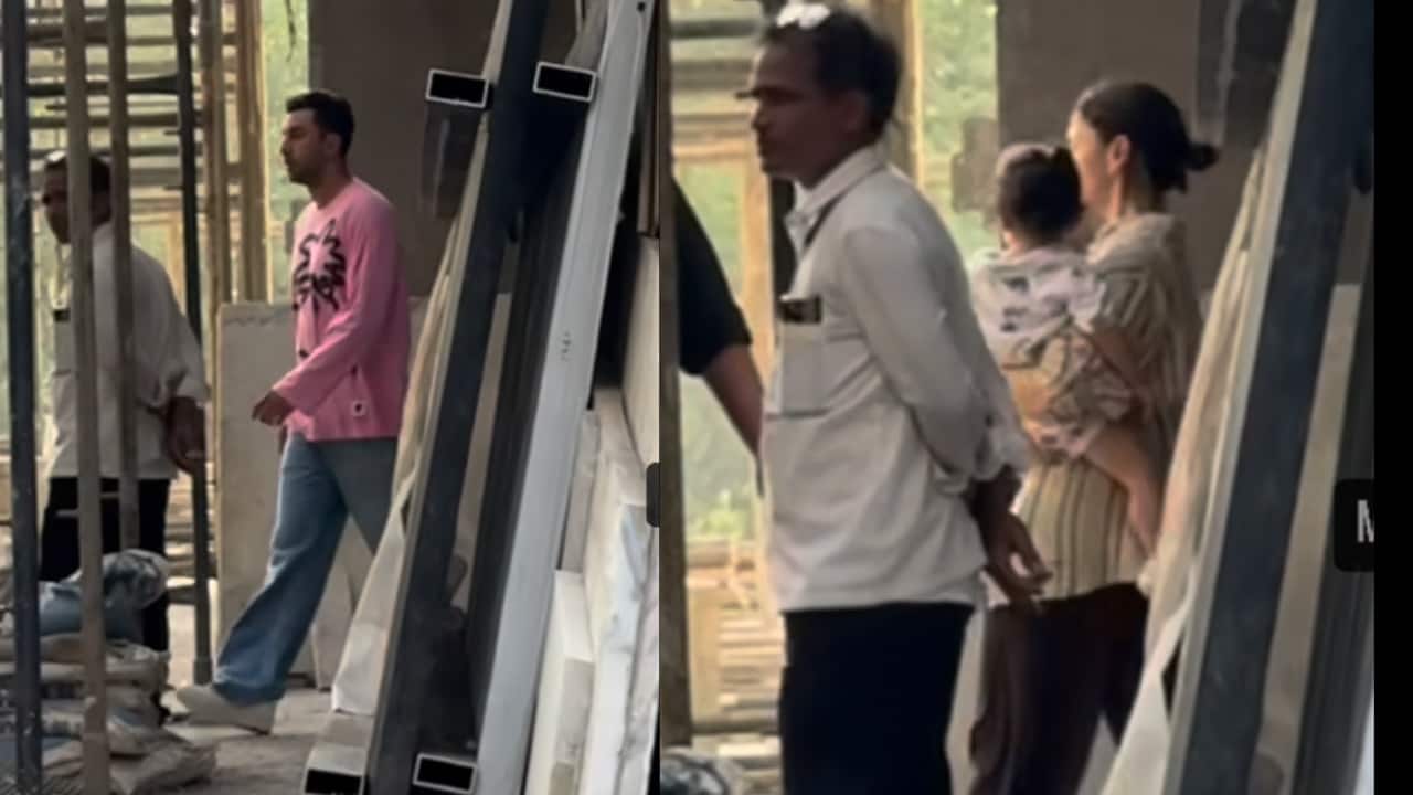Ranbir Kapoor, Alia Bhatt with daughter Raha inspect their under construction home in Bandra