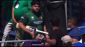 Pakistan's Azam Khan was caught in a heated moment with a fan after his golden duck against USA on Thursday. (Image credit: @CRICFOOTHAROON/X)