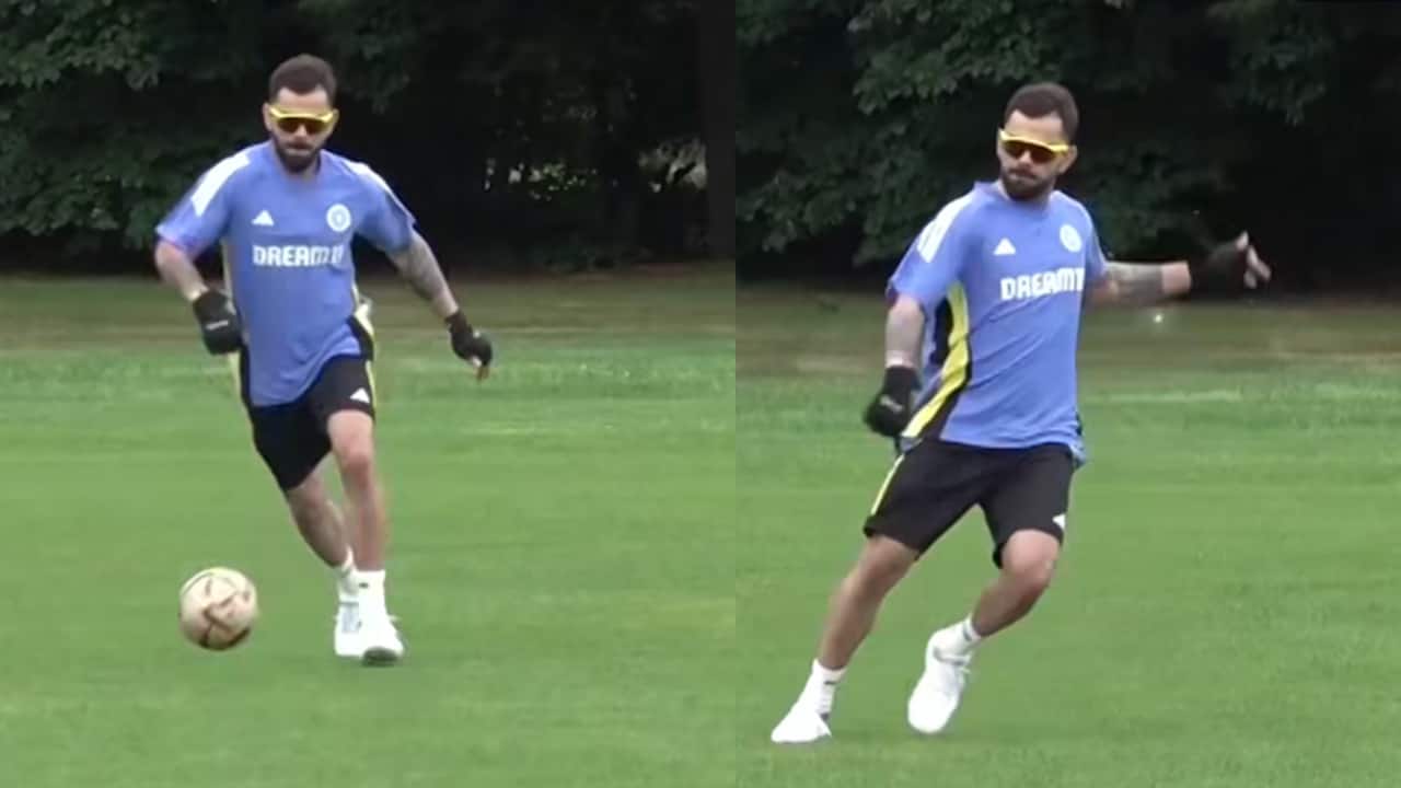 Virat Kohli enjoys playing football during training session ahead of India vs Pakistan T20 World Cup match