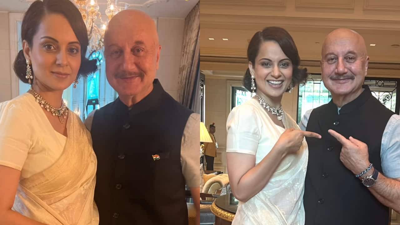 Kangana Ranaut poses with Anupam Kher at Prime Minister Narendra Modi oath ceremony, latter calls her 'queen'