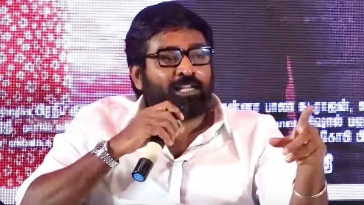 Vijay Sethupathi dismisses the question of reporter who asks him about male stars romancing younger actresses, says, 'please leave it'