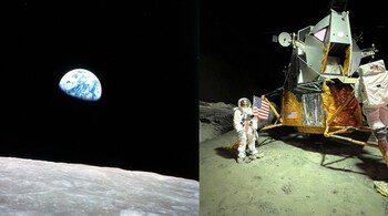Earthrise (Left) First moon landing with Apollo 11 (Right) - (Photo - Canva)