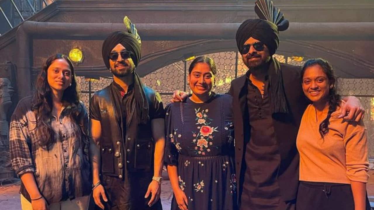 Diljit Dosanjh meets Prabhas’ cousins on the set of ‘Bhairava Anthem’