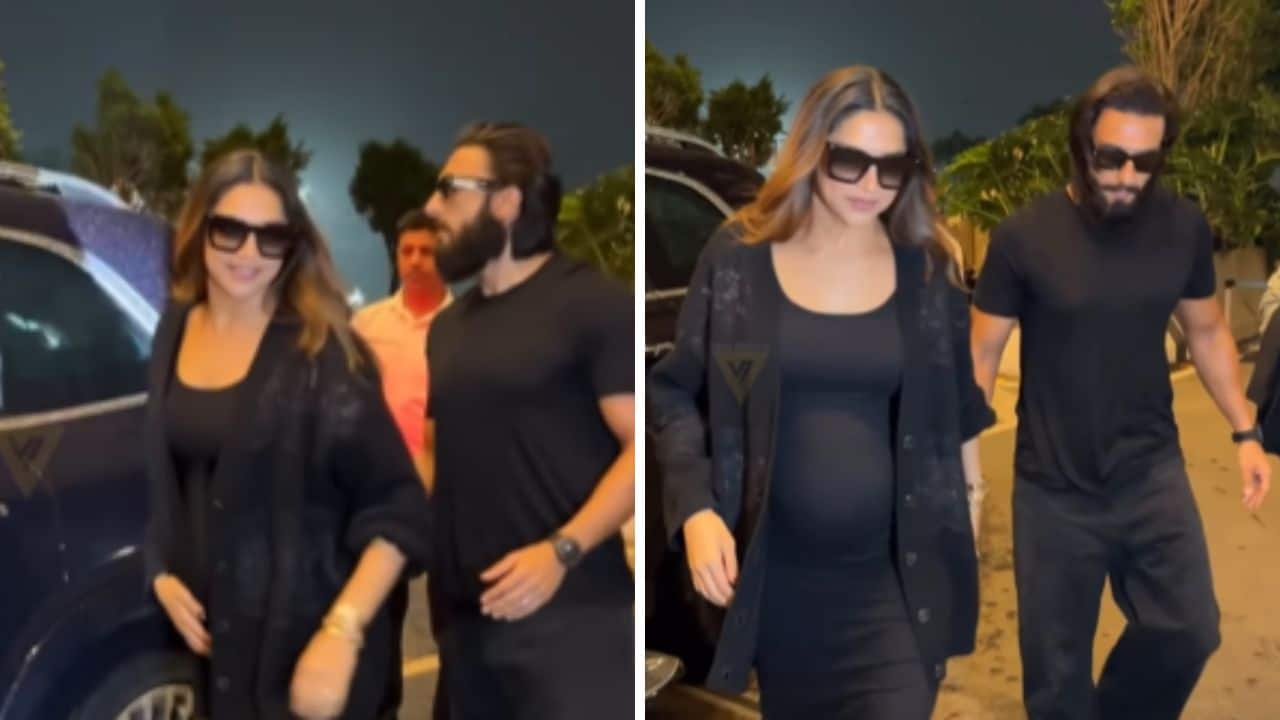 Ranveer Singh holds pregnant wife Deepika Padukone's hand as they fly out to London after 'Kalki 2898 AD' launch