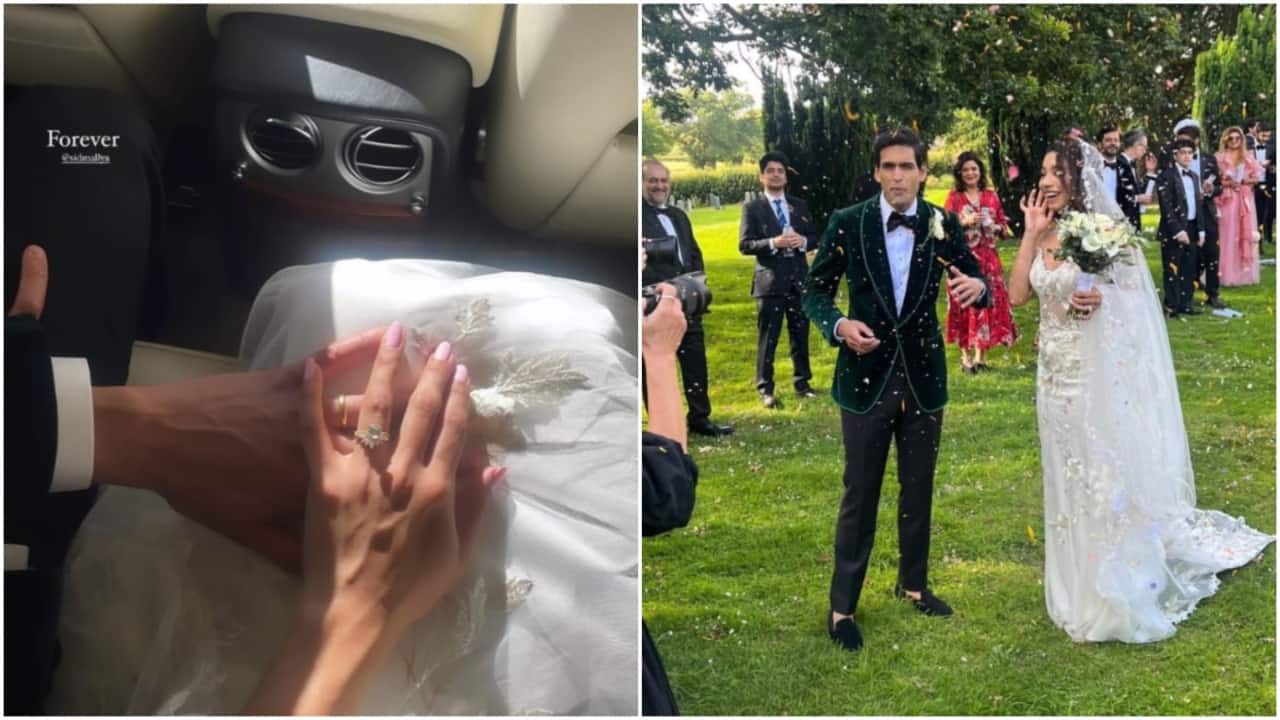 Sidhartha Mallya with his bride Jasmine at the wedding ceremony in London. (Image credit: @sidmallya/Instagram)