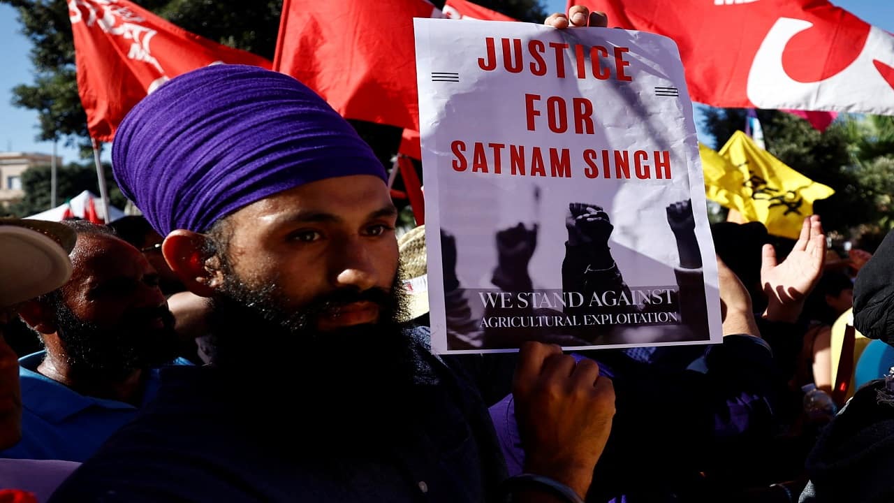 Satnam Singh was injured by heavy machinery while working in a vegetable field in Lazio, near Rome, on Monday.(Photo: Reuters)