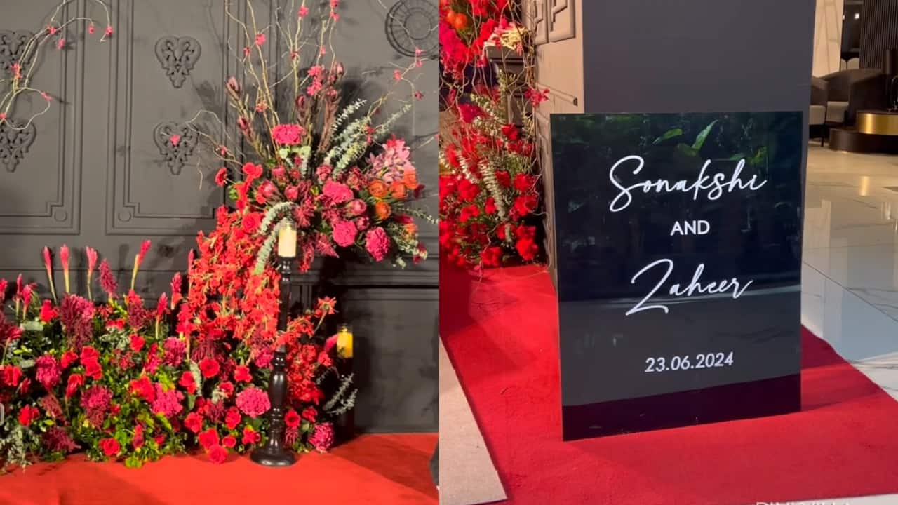 Sonakshi Sinha and Zaheer Iqbal's wedding venue decoration is all about love and Red flowers, watch video