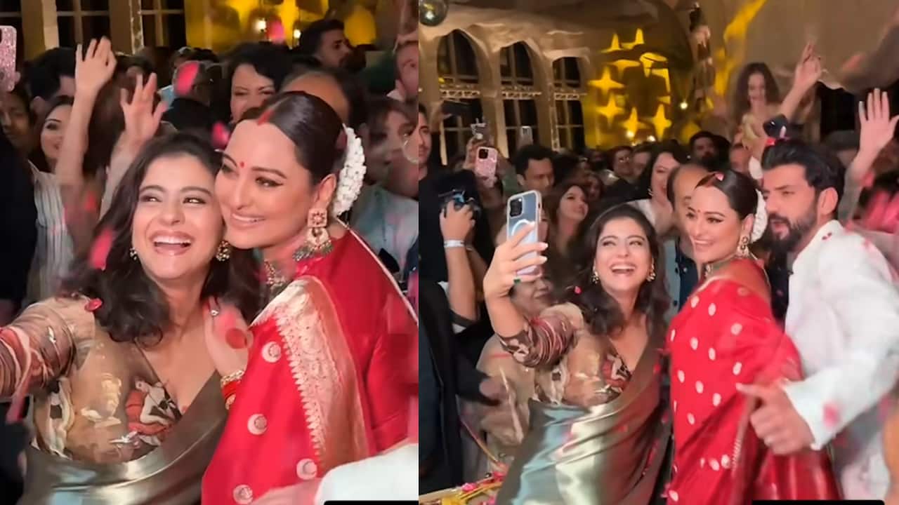 Kajol enjoyed dancing on Dhol with newlyweds Sonakshi Sinha and Zaheer Iqbal on their wedding reception, watch video