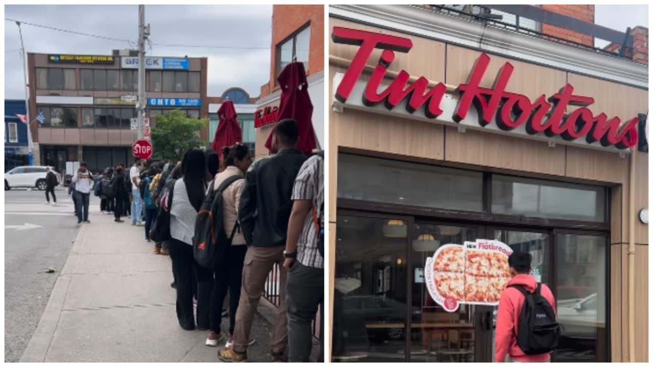 Antrean mahasiswa India di luar Tim Hortons di Kanada menunjukkan adanya krisis lapangan kerja.  Video viral