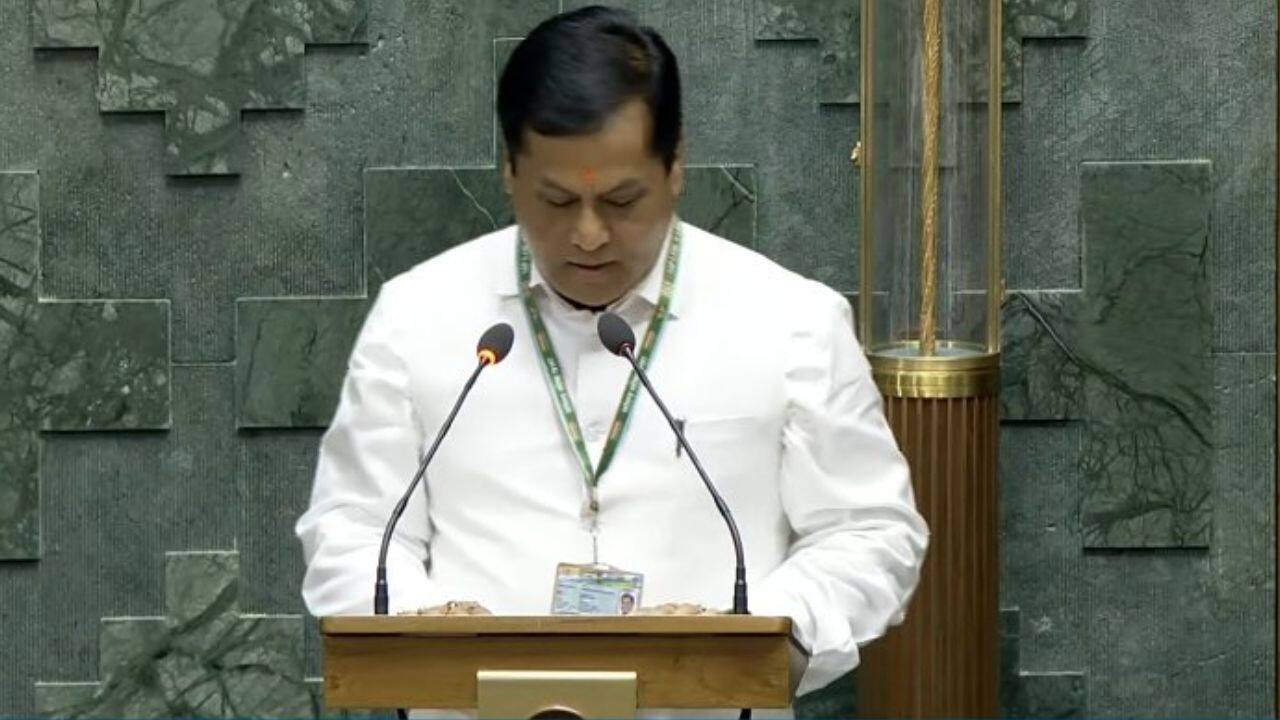 Union Minister and BJP MP Sarbananda Sonowal takes oath as a member of the 18th Lok Sabha.