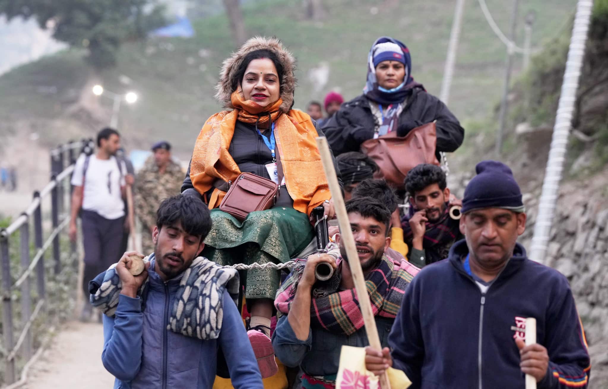 Pilgrims began their journey early morning via two routes: the traditional 48-kilometre Nunwan-Pahalgam route and the shorter 14-kilometre Baltal route. (PTI Image)