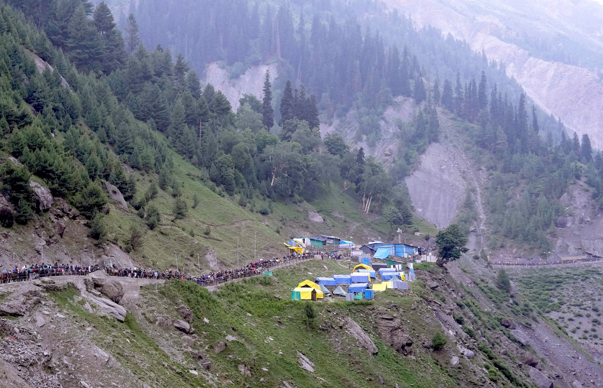 Pilgrims will visit the cave shrine housing a naturally formed ice-lingam, offering their obeisance. (PTI Image)