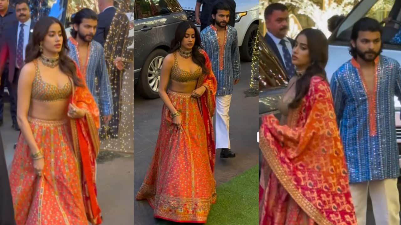Janhvi Kapoor and Shikhar Pahariya stun in traditional attires at Anant Ambani and Radhika Merchant's Mameru ceremony
