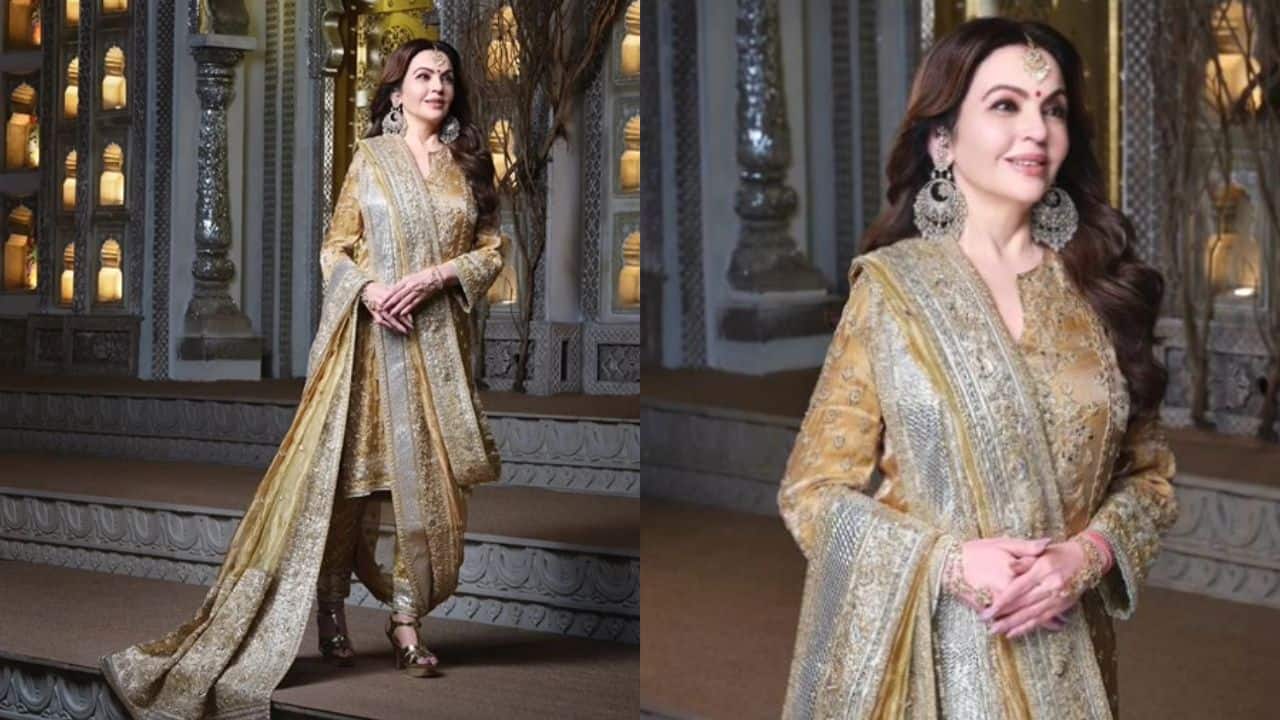 Nita Ambani exudes beauty in golden suit for Anant Ambani and Radhika Merchant's Haldi ceremony