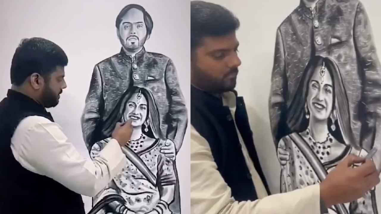 Artist congratulates Anant Ambani, Radhika Merchant on their wedding with a beautiful portrait