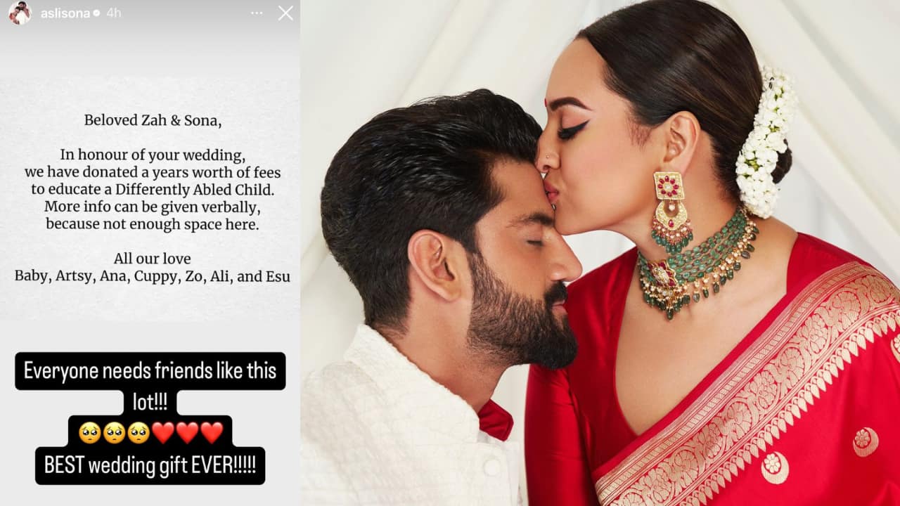 Sonakshi Sinha and Zaheer Iqbal's best friends donate education fees to differently abled children, actress says, "best wedding gift ever"