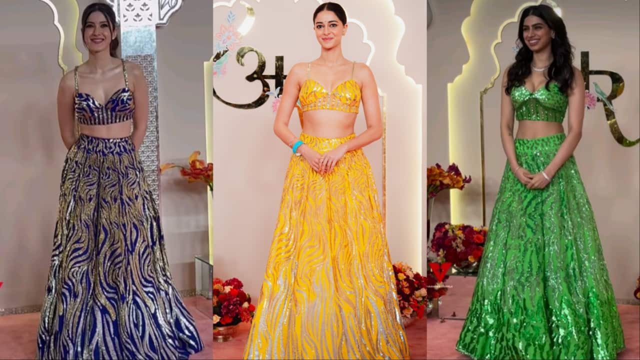 Ananya Panday, Shanaya Kapoor, Khushi Kapoor dazzle in shimmery ghagras as they arrive as Anant's Brigade for lagna vidhi of Anant Ambani and Radhika Merchant