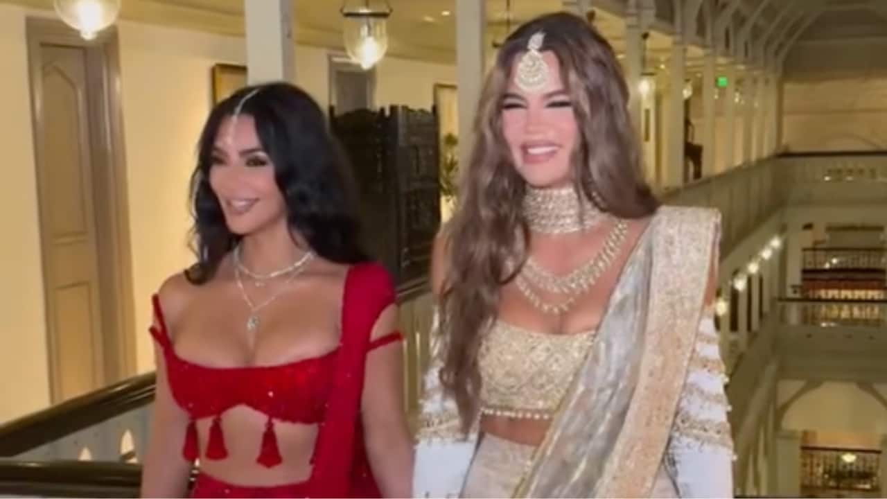 Kim, Khloe Kardashian stun in tradition Indian attires for Anant Ambani’s wedding