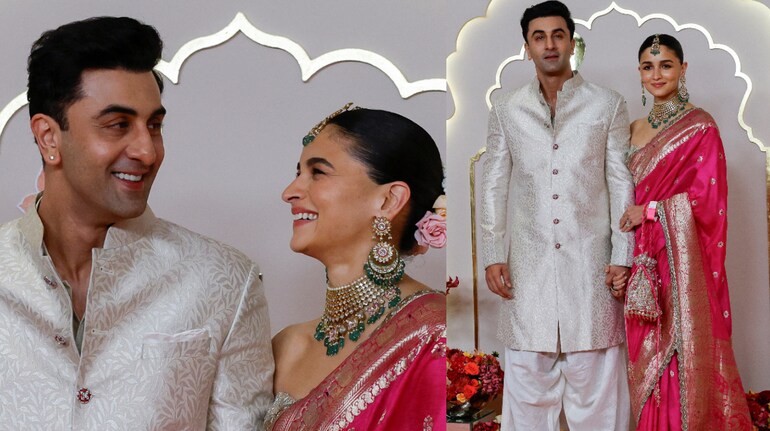 Alia Bhatt and Ranbir Kapoor arrive in traditional outfits at Anant Radhika's wedding