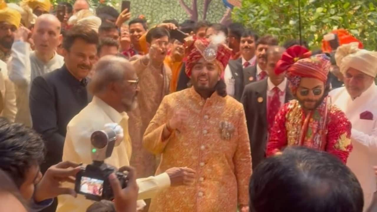 Rajinikanth boogies with groom Anant Ambani, Anil Kapoor and Ranveer Singh, watch