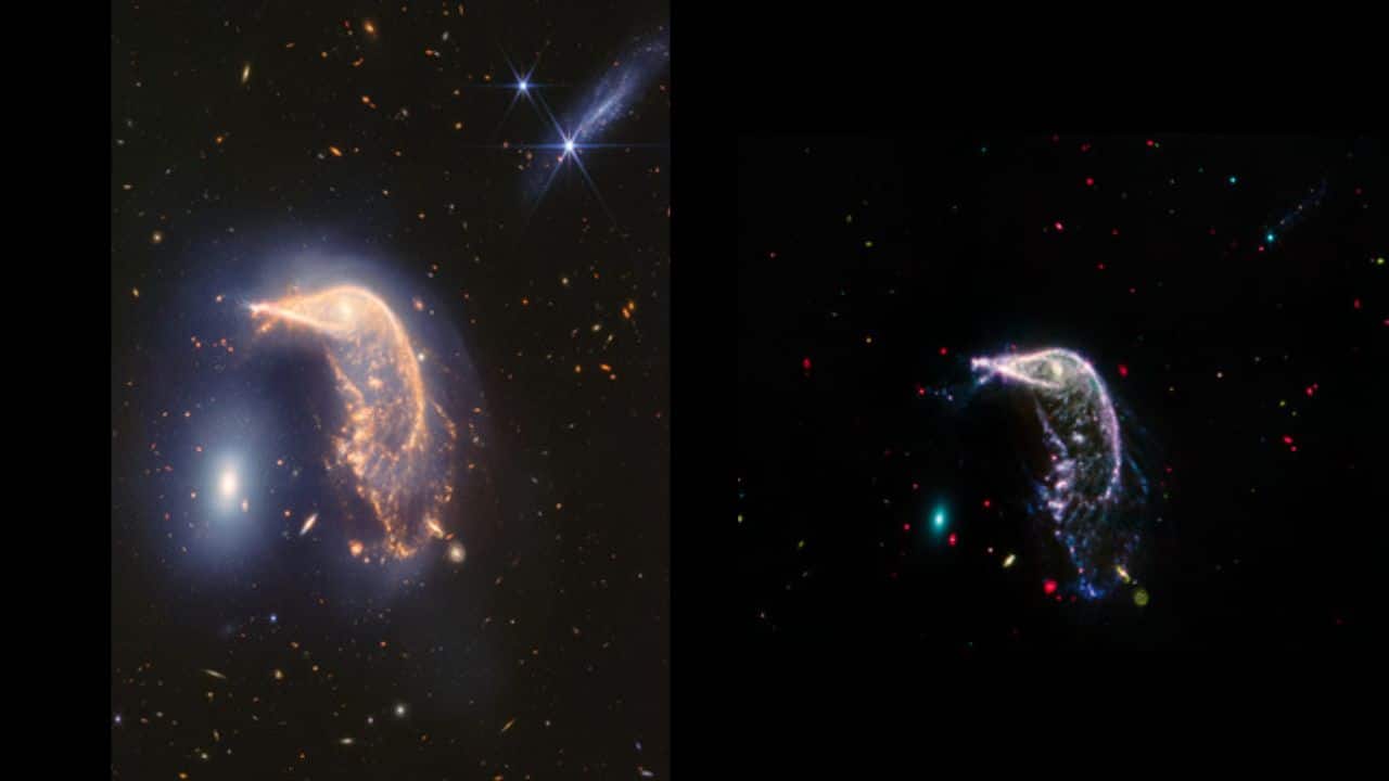 Cosmic merging of two glowing galaxies in space, mesmerising image shared by NASA
