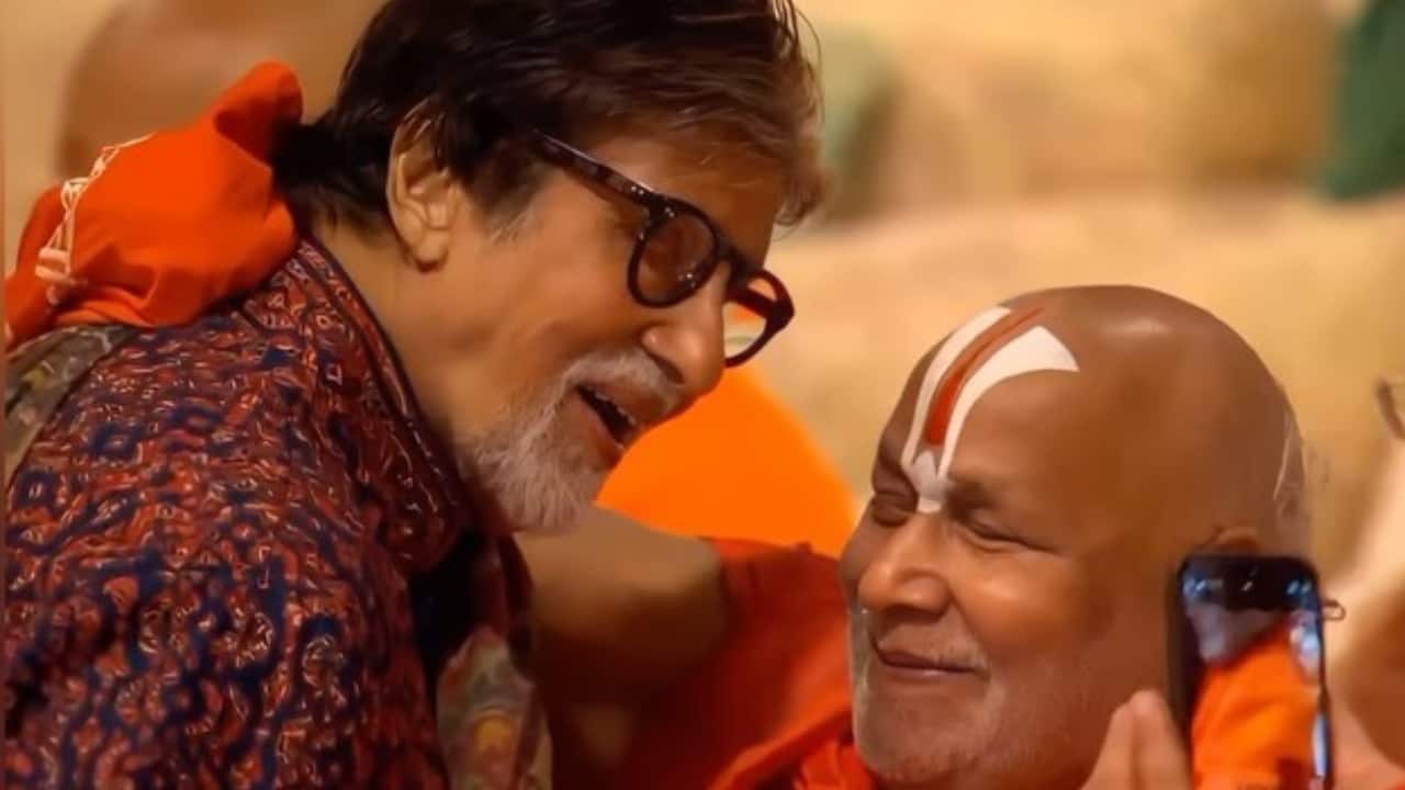Amitabh Bachchan seeks Rambhadracharya’s blessings at Anant, Radhika’s Shubh Aashirwad ceremony