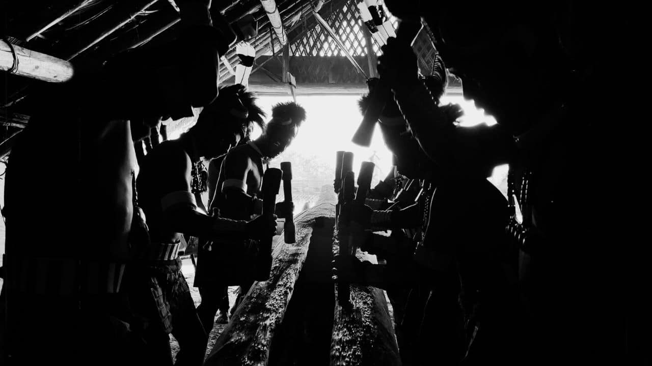 Headhunters Logdrumming in a still from the documentary.