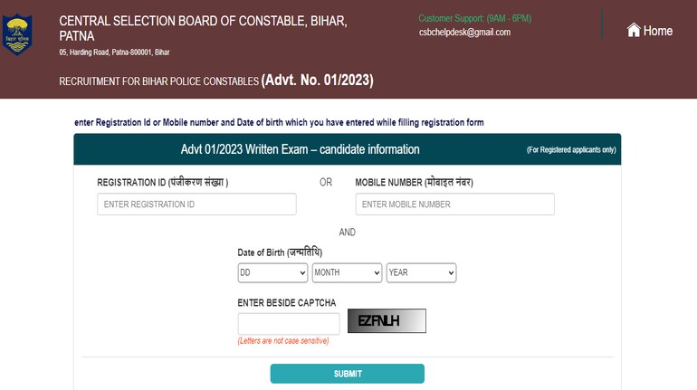 Custable Bihar Police Constable Exam 2024: City intimation slip out for August 7 ...